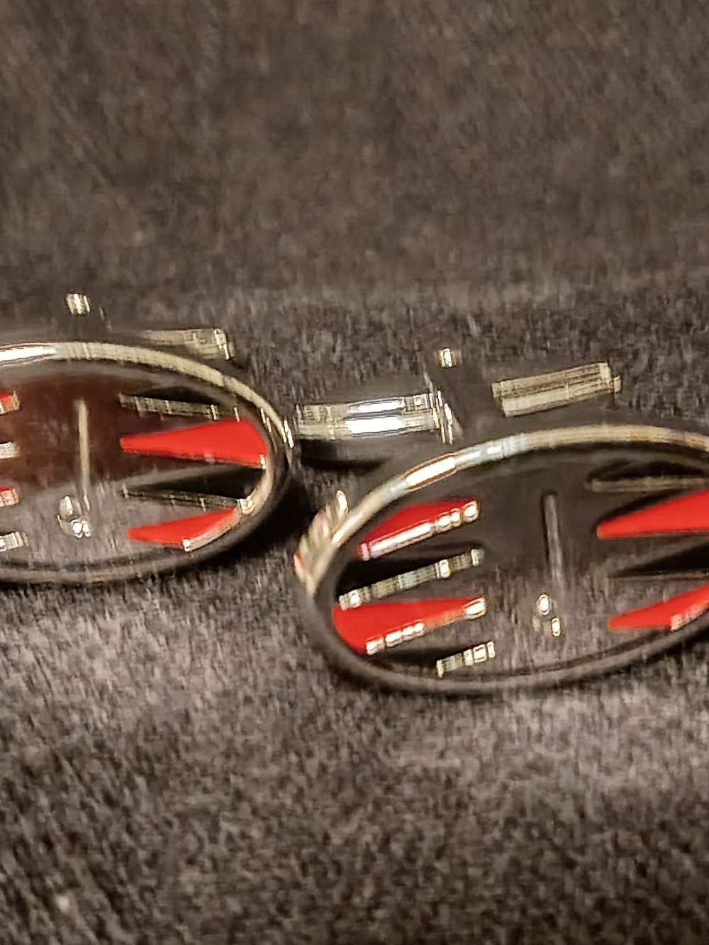 Men's Red and Black Oval Cufflinks - Classic Formal Accessory